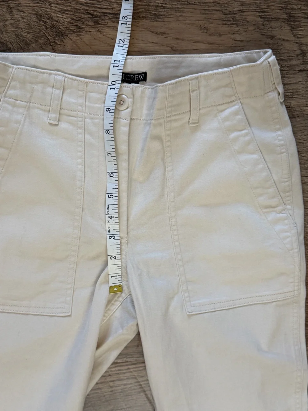 NWT J.Crew Straight Leg Utility Pants Natural Ivory Cotton Stretch Size 4